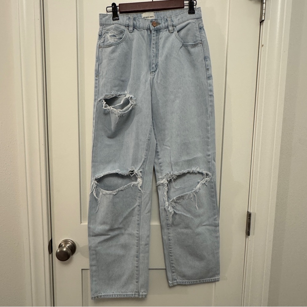 Abrand Light Blue Ripped Straight Leg Jeans
